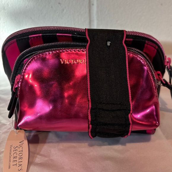 Victoria Secret cosmetic makeup bag 3 piece gift set pink black - Picture 2 of 11